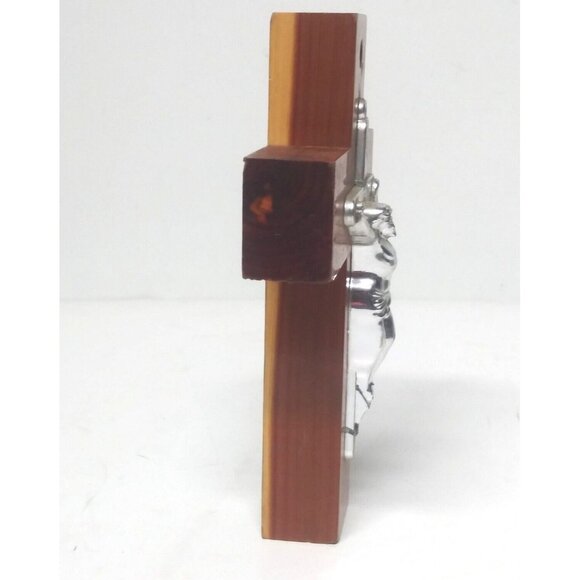 Handmade Wall Cross Wood w/silver Crucifix Home Wall Decor religious Catholic - Picture 10 of 10